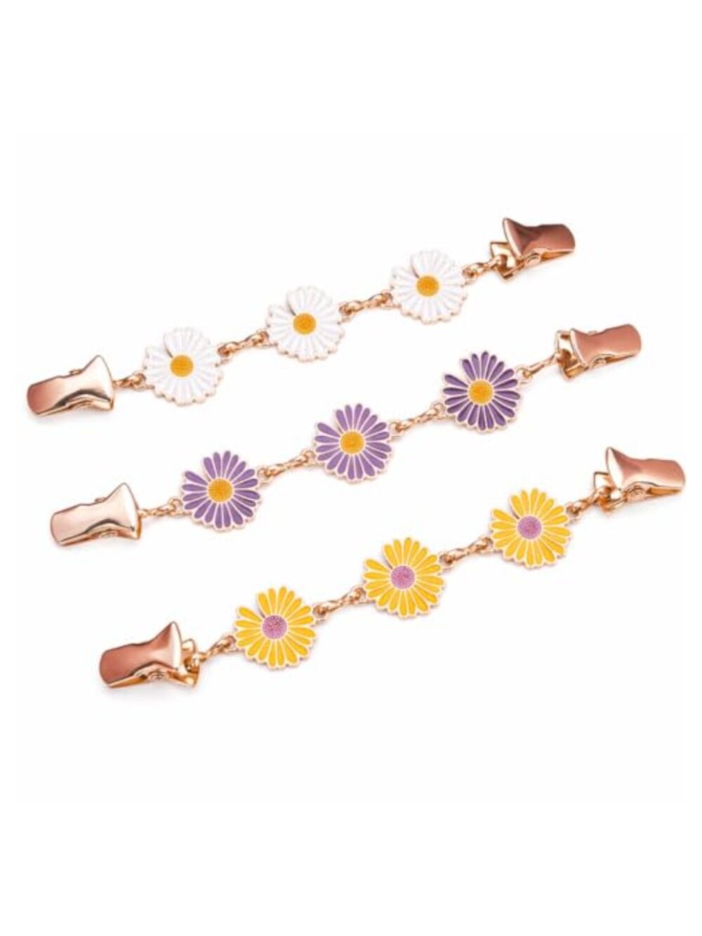 Daisy Sweater Clips Floral Cardigan Clasp Chain Set Alloy